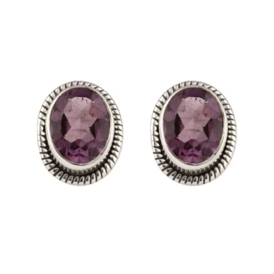 Amethyst Silver Stud Earring