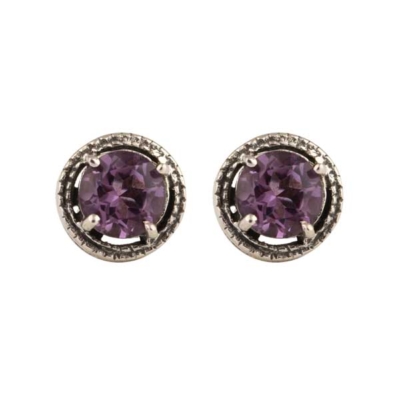 Amethyst Silver Stud Earring