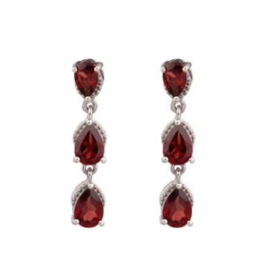 Garnet Silver Stud Earring