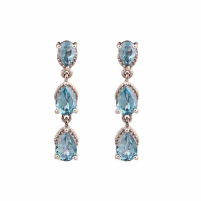 Aqua Topaz Stud Earring