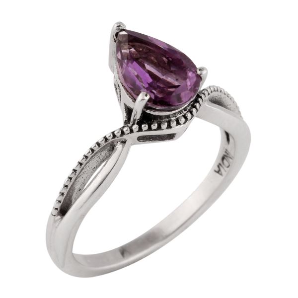 Amethyst Prong Silver Ring