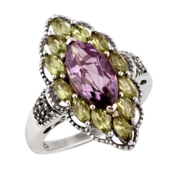 Amethyst, Peridot Ring