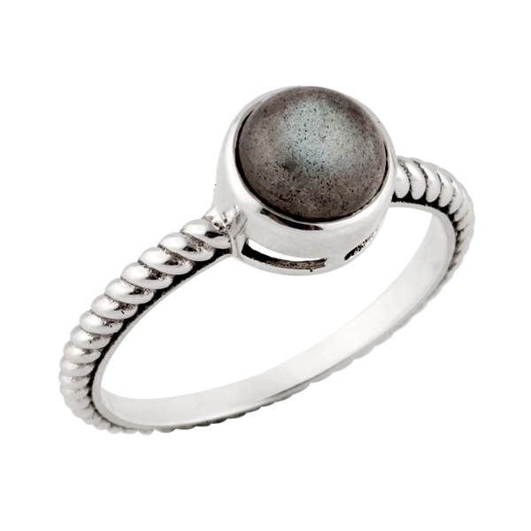 Labradorite Round Silver Ring