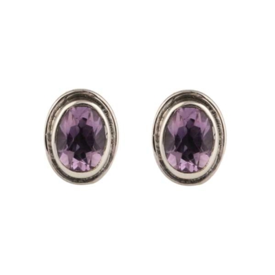 Amethyst Silver Stud Earring