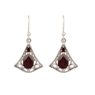 Garnet, Topaz Silver Earring