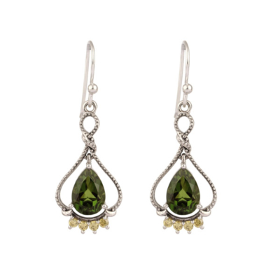 Green Quartz, Topaz Earring