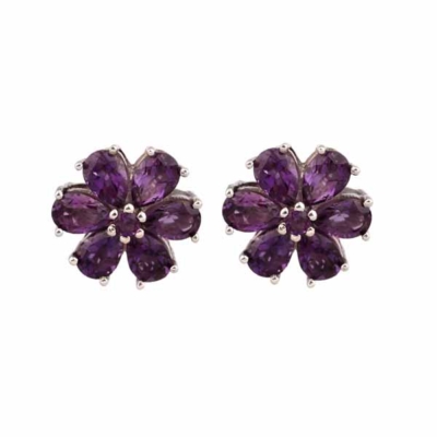 Amethyst Silver Stud Earring