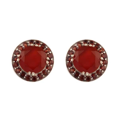 Carnelian Silver Stud Earring