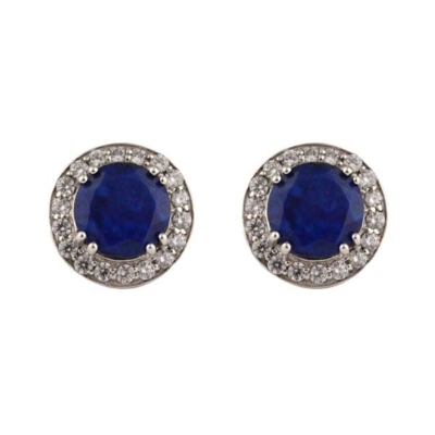 Lapis & Cz Stud Earring