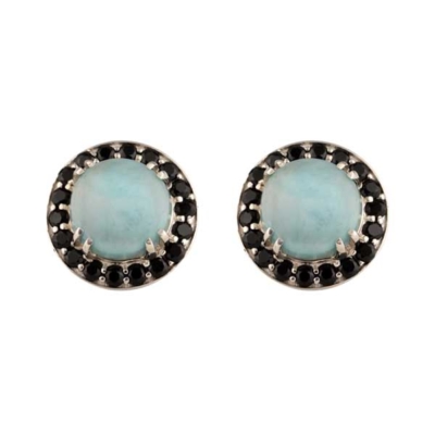 Larimar, Black Onyx Stud Earring