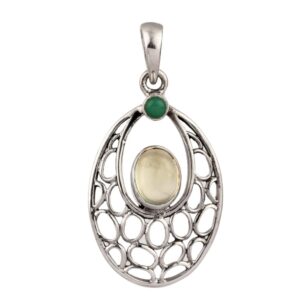 925 Silver Prehnite, Jade Pendant