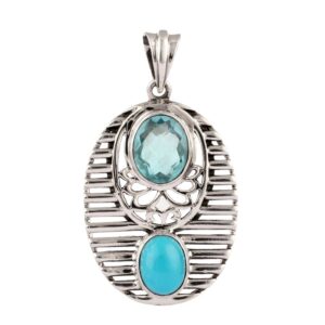 925 Silver Turquoise, Quartz Pendant