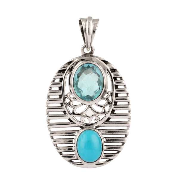 Turquoise, Quartz Pendant