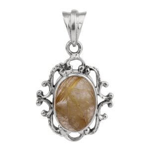 925 Silver Golden Rutile Pendant