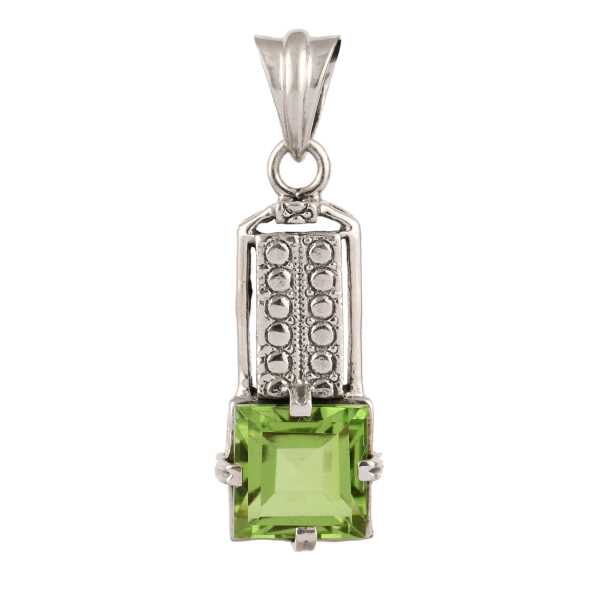 Green Quartz Silver Pendant