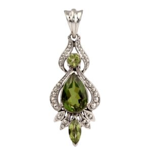 925 Silver Green Quartz, Peridot Pendant