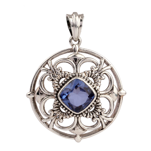 Blue Quartz Silver Pendant