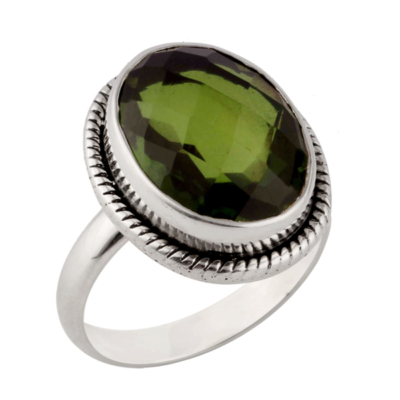 Green Quartz Silver Ring