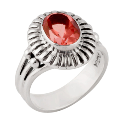 Cherry Quartz Silver Ring