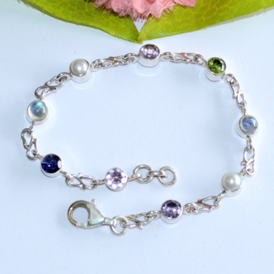 Multi Gem Silver Bracelet Jewelry