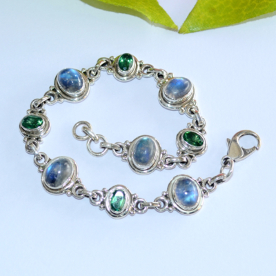 Rainbow Apatite 925 Silver Bracelet