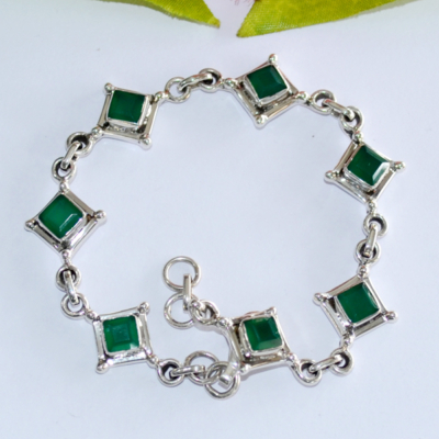 Green Onyx Silver Bracelet Jewelry