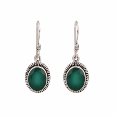 Green Onyx Silver Earring