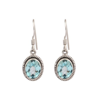 Aqua Quartz Silver Earring