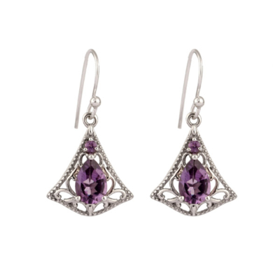 Amethyst, 925 Silver Earring