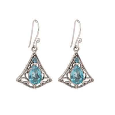 Aqua Quartz, Topaz Earring