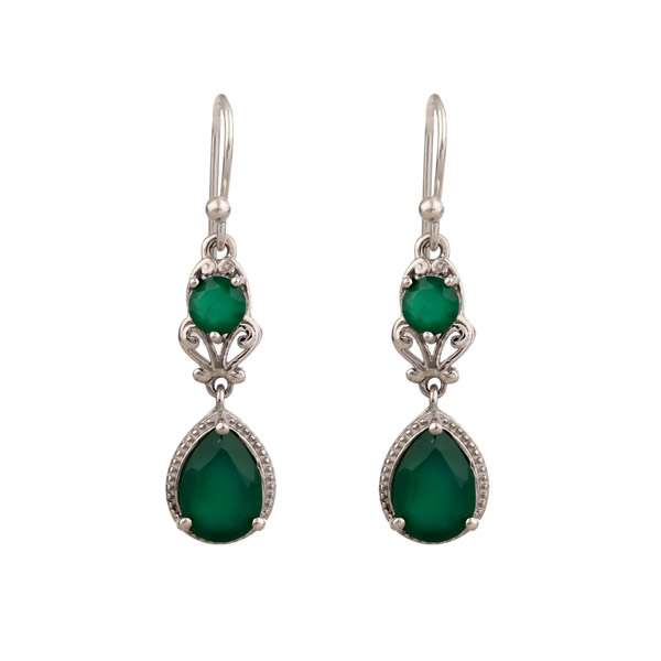 Green Onyx Silver Earring