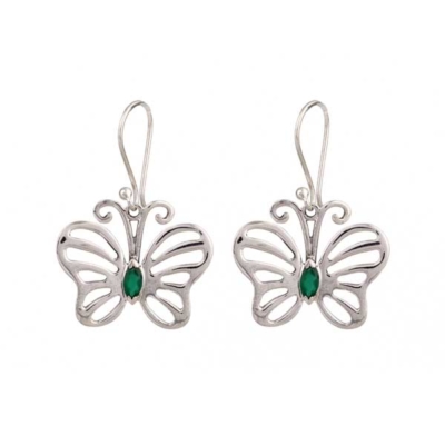 Green Onyx Silver Earring