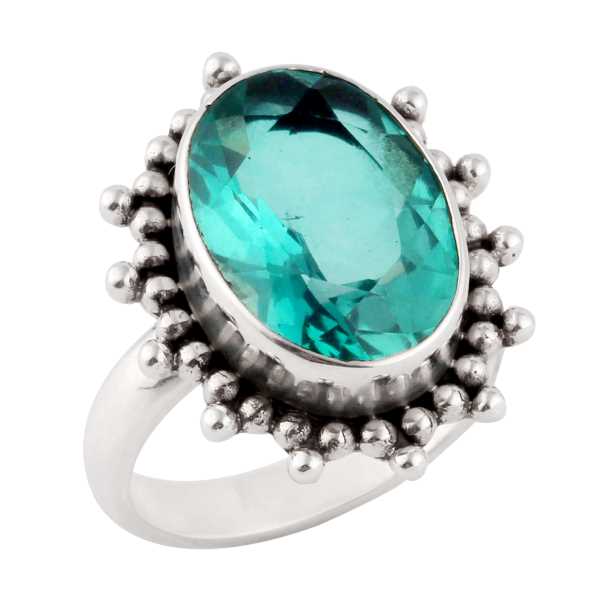 Aqua Quartz Silver Ring