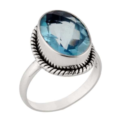 Aqua Quartz Silver Ring