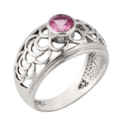 Pink Topaz Silver Ring