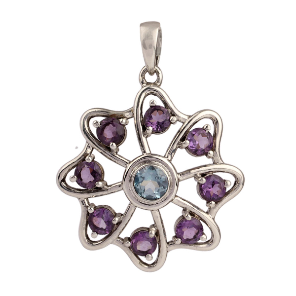 Amethyst, Aqua Topaz Pendant